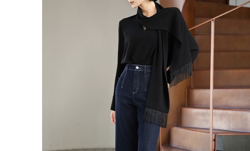 Tie-Neck Blouse with Long Sleeves