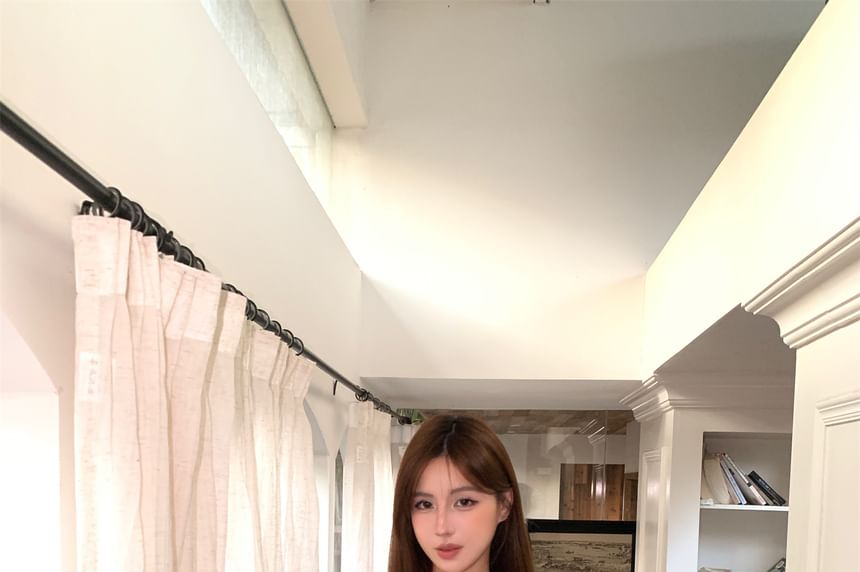 Bell-Sleeve Shrug + Cropped Tube Top, Two-Piece Layered Set