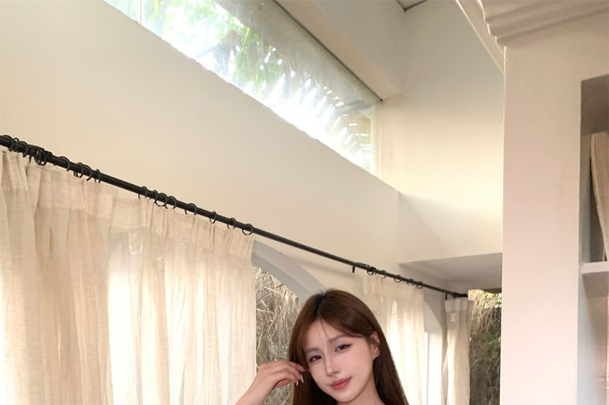 Bell-Sleeve Shrug + Cropped Tube Top, Two-Piece Layered Set
