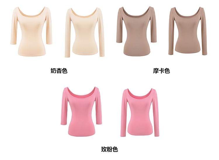 Shirred Scoop-Neck Tee in Solid Color, Multiple Styles Available