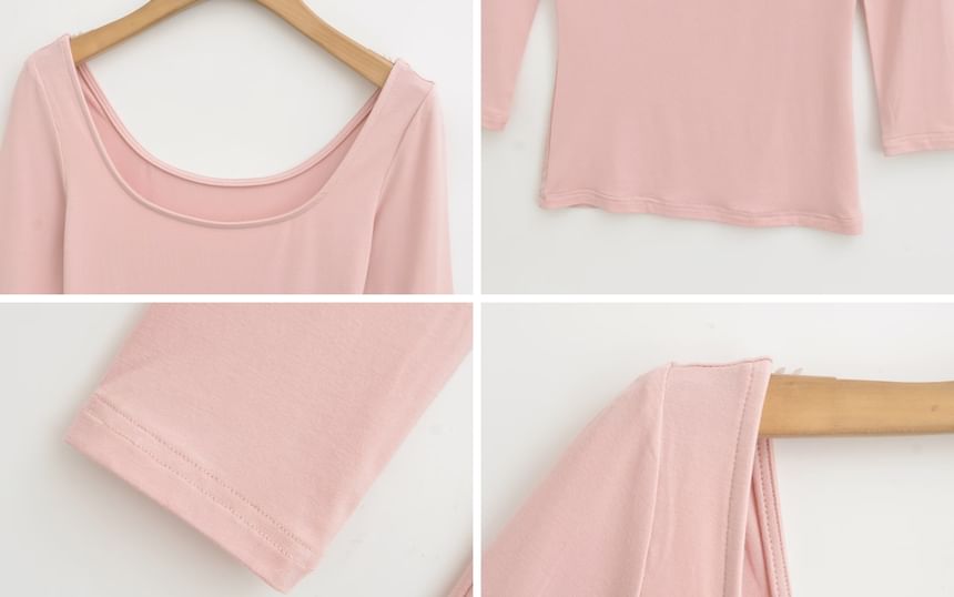 Shirred Scoop-Neck Tee in Solid Color, Multiple Styles Available