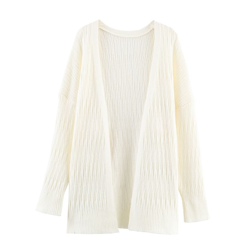 Ensemble: Open-Front Cardigan in Solid Color + Rhinestone-Embellished Halter Crop Knit Top