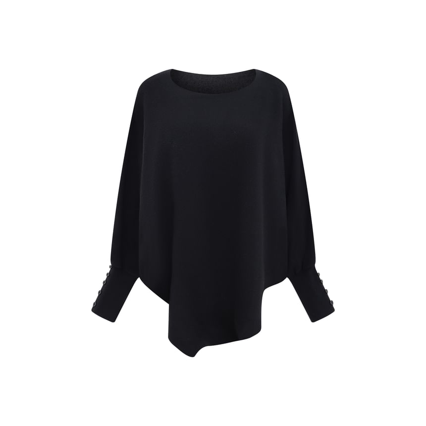 Solid Sweater with Boat Neckline & Batwing Sleeves + High-Waisted Maxi Pencil Skirt