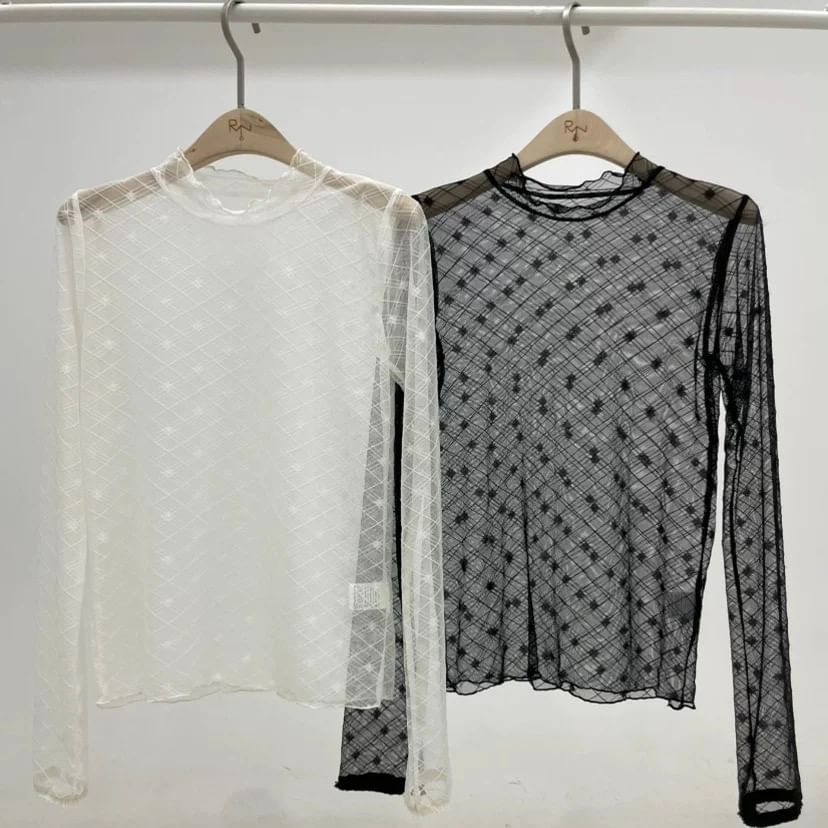 Crewneck Long Sleeve Lace Top