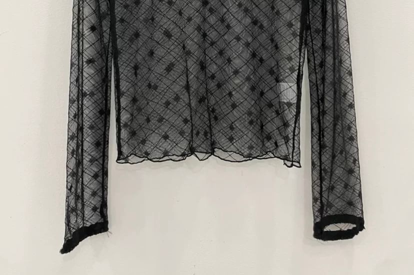 Crewneck Long Sleeve Lace Top