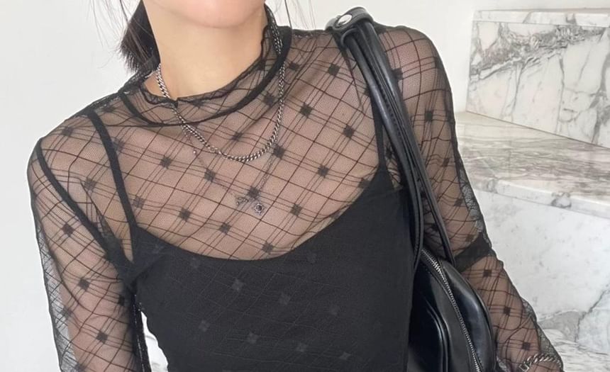 Crewneck Long Sleeve Lace Top