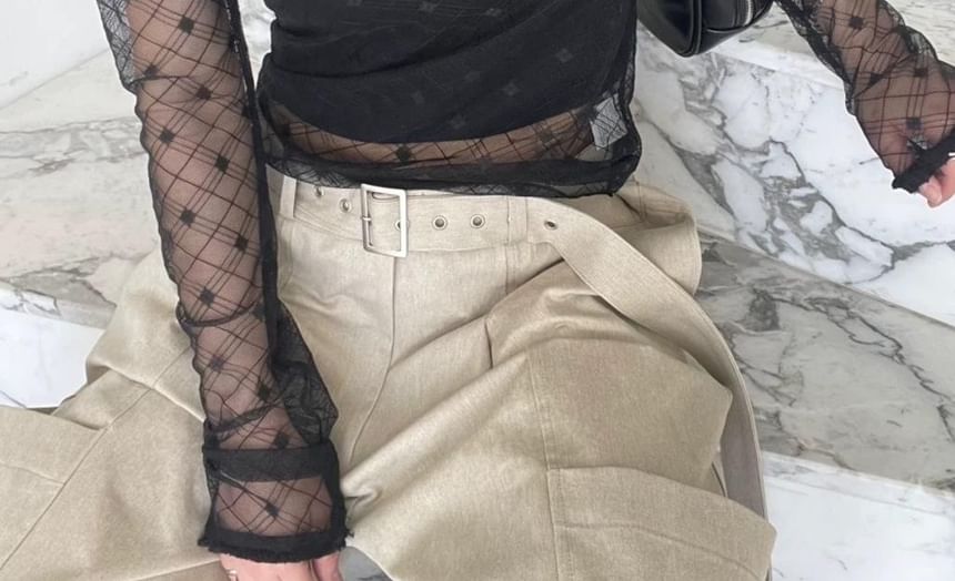 Crewneck Long Sleeve Lace Top