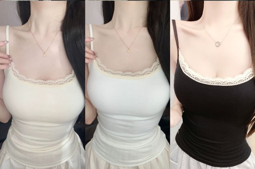 Lace Trim Padded Cami Top