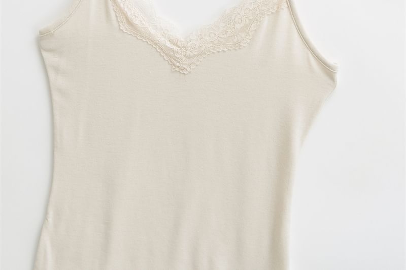 Set: V-Neck Ruched Wrap Top with Lace Cami Top
