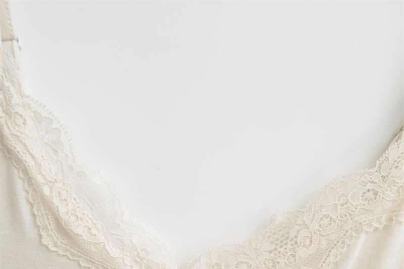 Set: V-Neck Ruched Wrap Top with Lace Cami Top