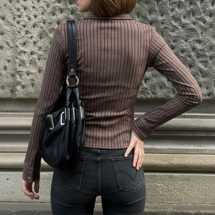 Striped Long-Sleeve Button-Up Shirt