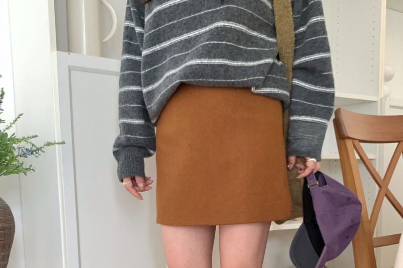High Waist Plain Mini A-Line Skirt