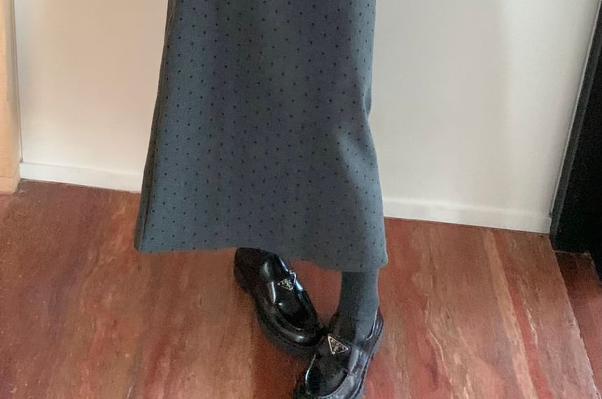 High Waist Dotted Maxi Pencil Skirt