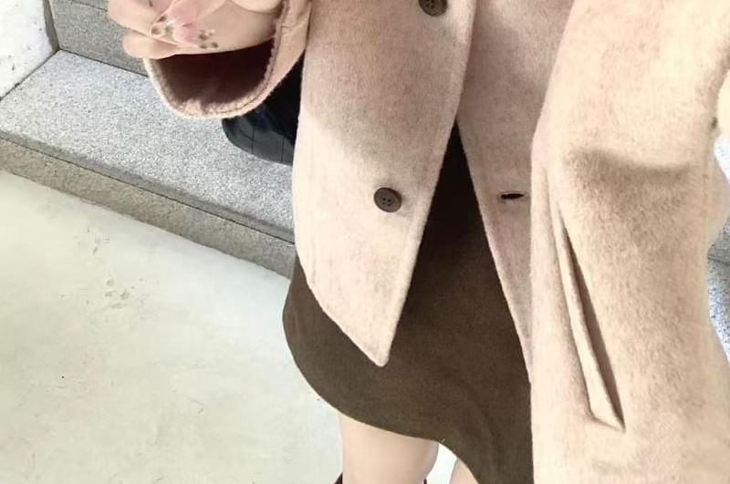 Round Neck Single-Breasted Jacket / High Waist Mini A-Line Skirt