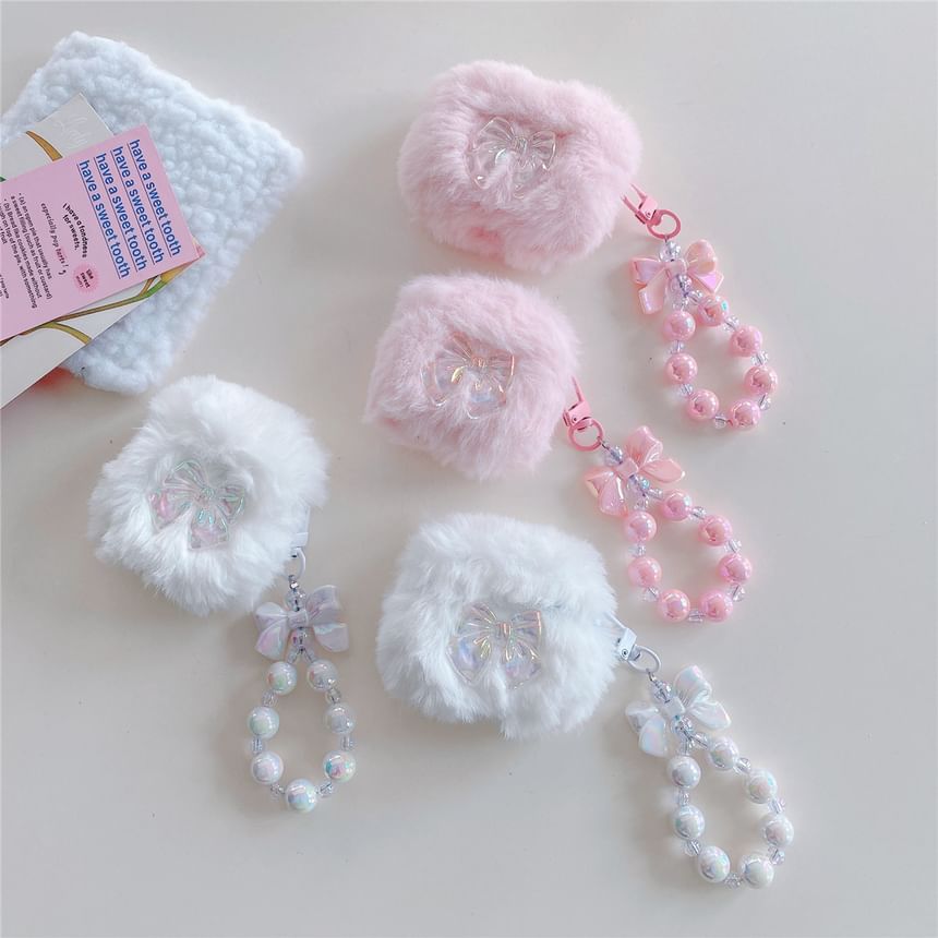 Bow Chenille Apple AirPods / Pro Earphone Case Skin with Strap