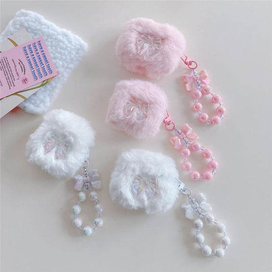 Bow Chenille Apple AirPods / Pro Earphone Case Skin with Strap