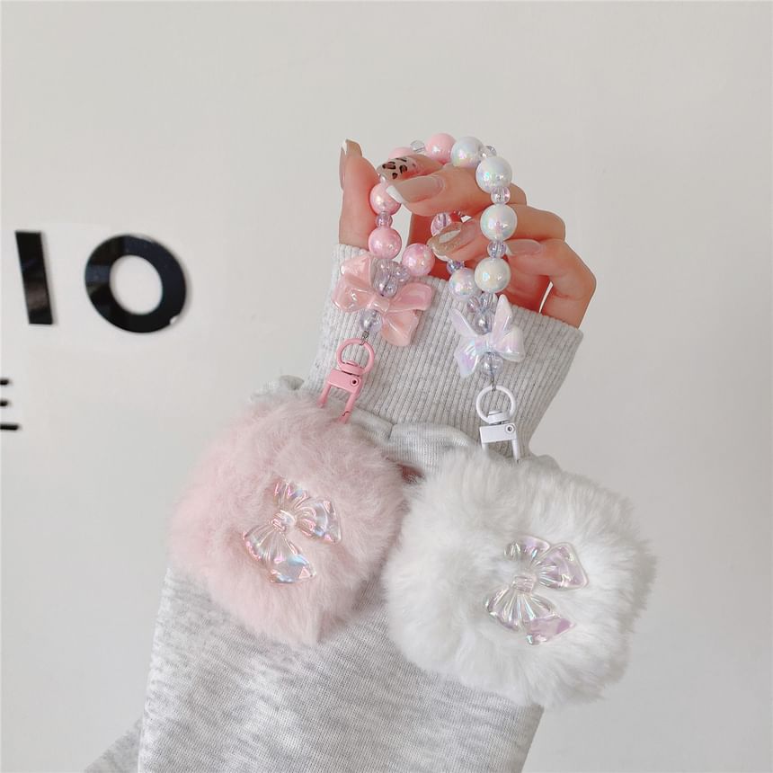 Bow Chenille Apple AirPods / Pro Earphone Case Skin with Strap