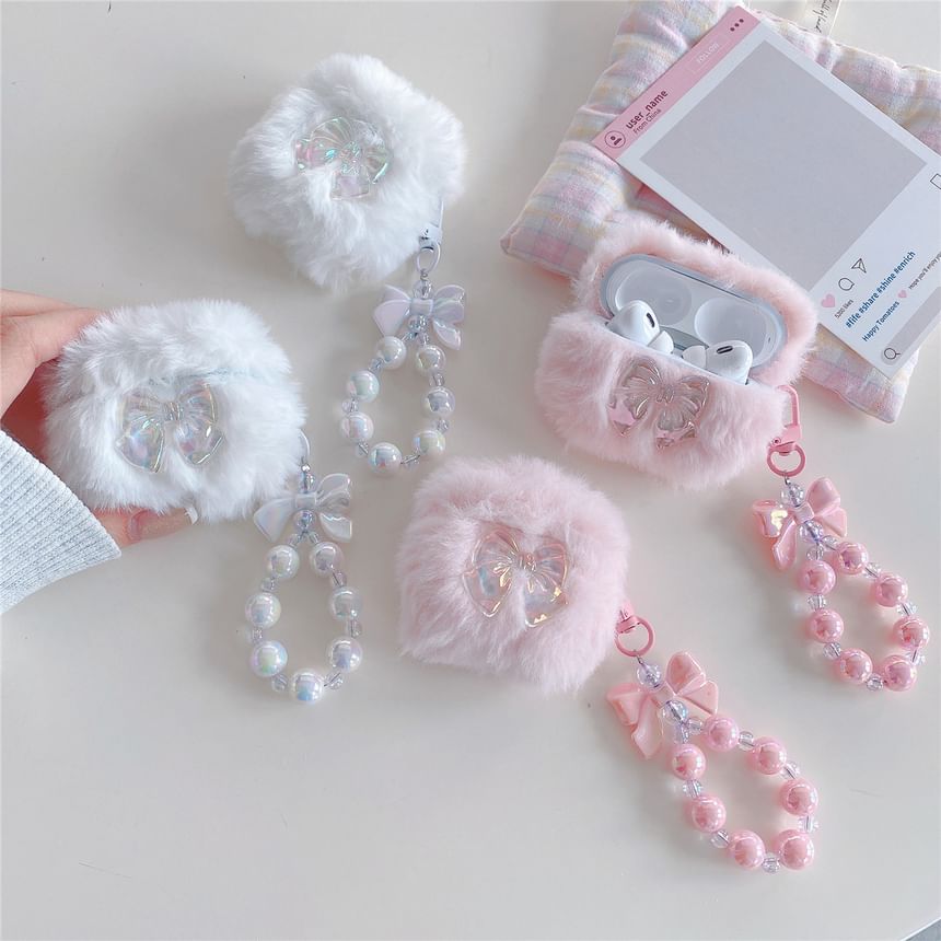 Bow Chenille Apple AirPods / Pro Earphone Case Skin with Strap