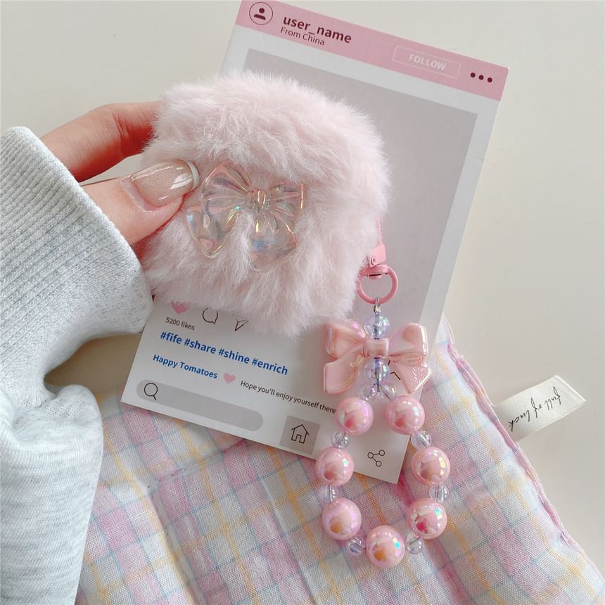 Bow Chenille Apple AirPods / Pro Earphone Case Skin with Strap