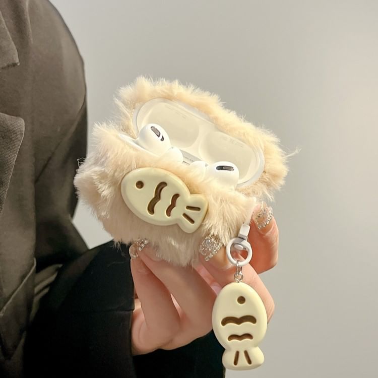 Cat / Fish Chenille Apple AirPods / Pro Earphone Case Skin with Charm