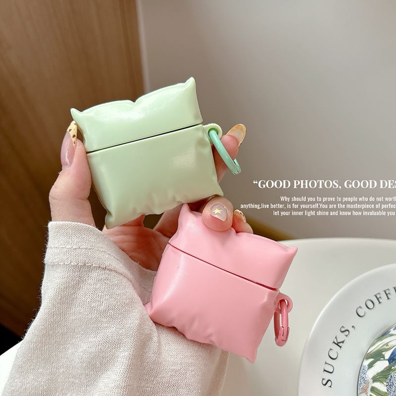 Plain Pillow Apple AirPods / Pro Earphone Case Skin / Pom Pom Charm / Set