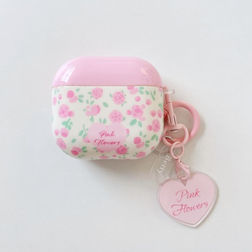 Floral Apple AirPods / Pro Earphone Case Skin with Heart Charm