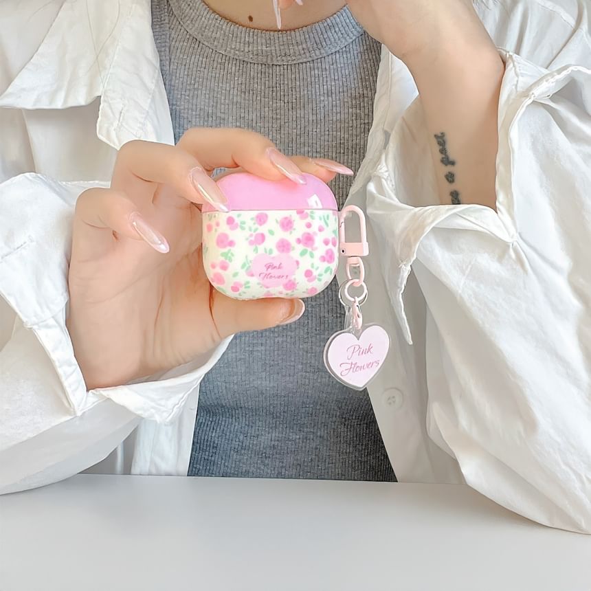 Floral Apple AirPods / Pro Earphone Case Skin with Heart Charm