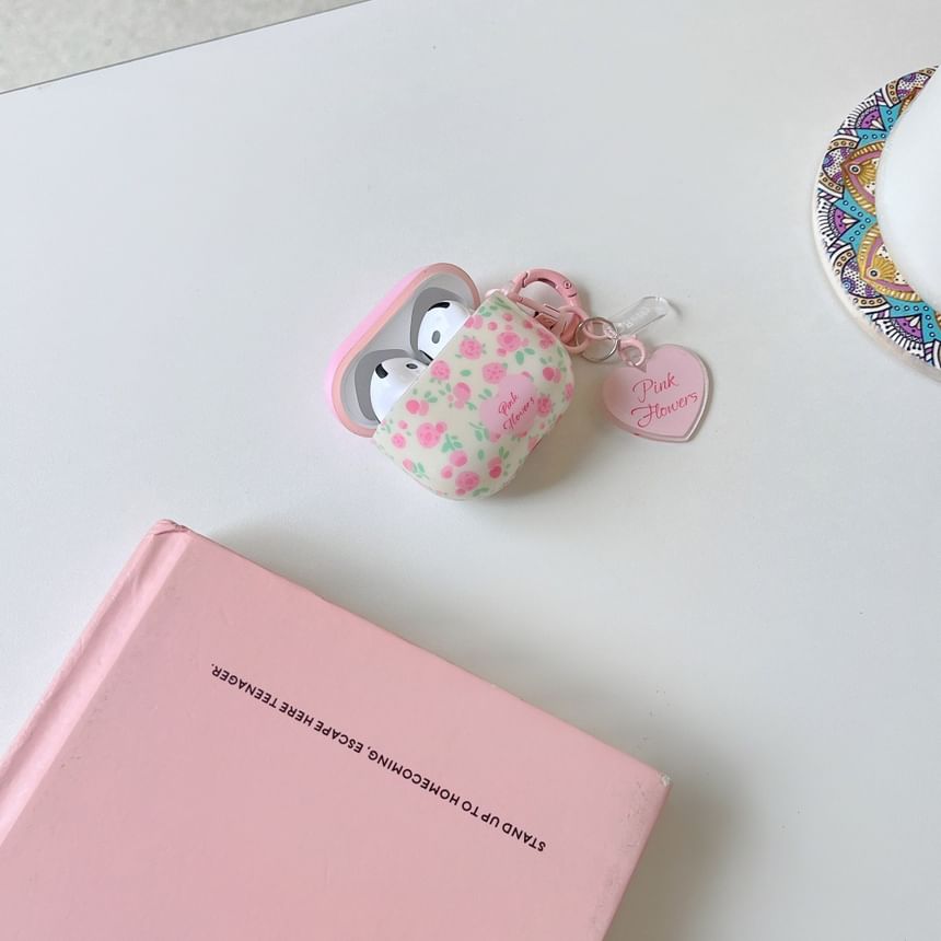 Floral Apple AirPods / Pro Earphone Case Skin with Heart Charm