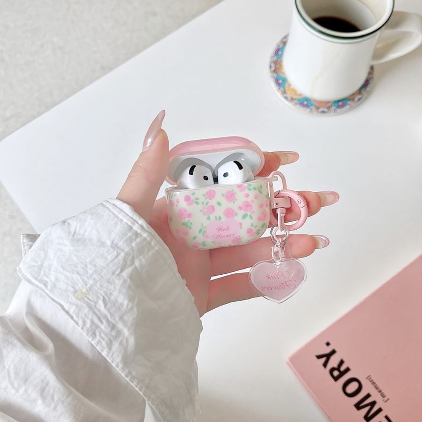 Floral Apple AirPods / Pro Earphone Case Skin with Heart Charm