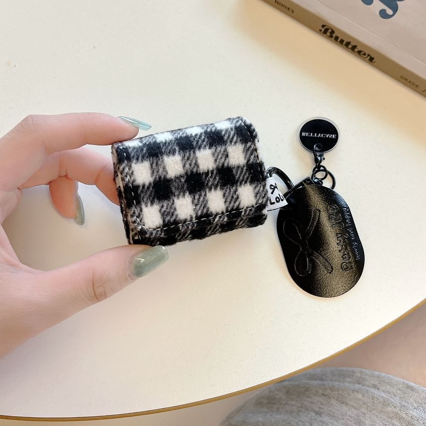 Plaid Fabric Apple AirPods / Pro Earphone Case Skin / Tag Charm / Set