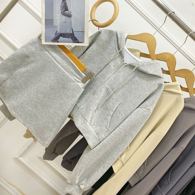 Zip Hoodie & High Rise Slit Mini A-Line Skirt Set