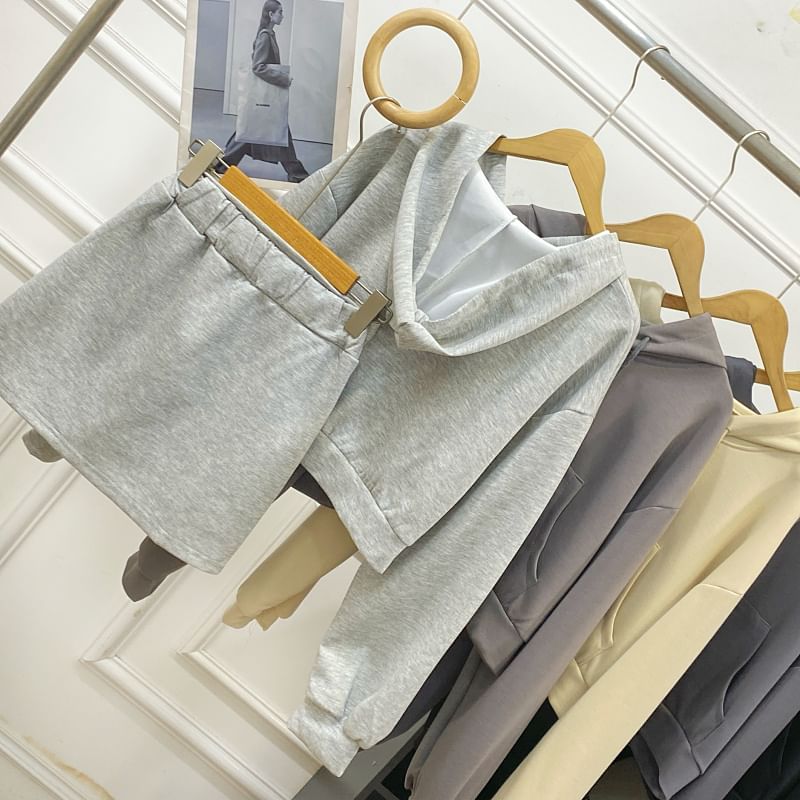 Zip Hoodie & High Rise Slit Mini A-Line Skirt Set