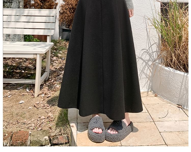 High Rise Plain Maxi A-Line Skirt