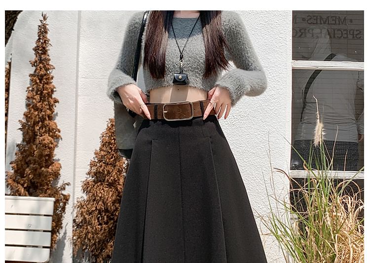 High Rise Plain Maxi A-Line Skirt