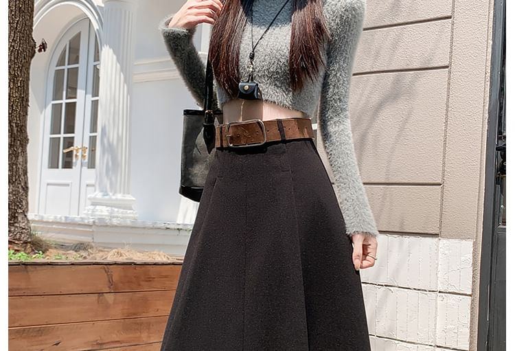 High Rise Plain Maxi A-Line Skirt