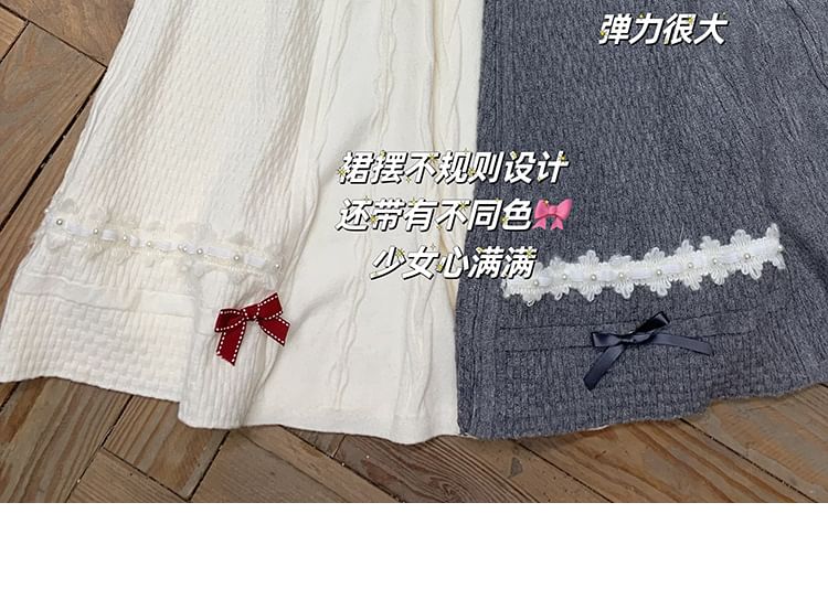 High Rise Knit Maxi A-Line Skirt