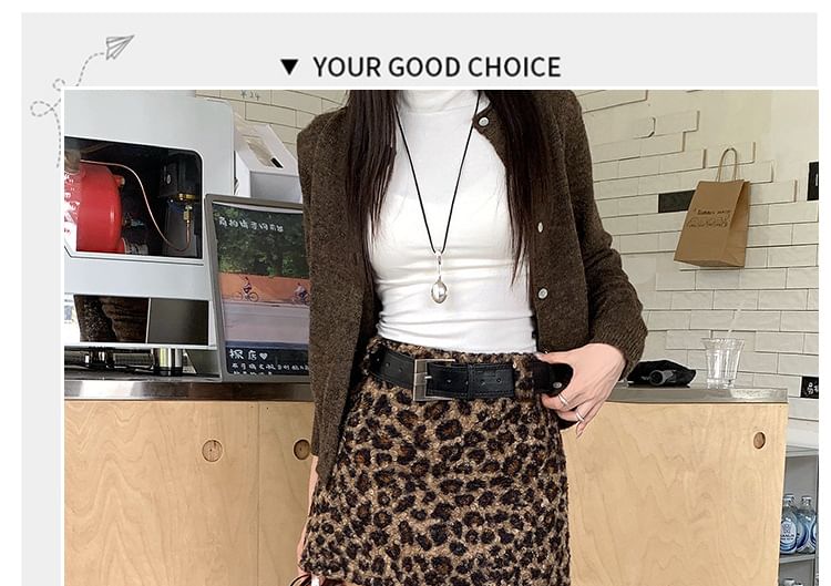 Leopard Print High Waist A-Line Mini Skirt