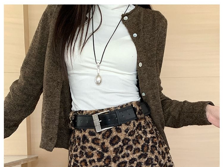 Leopard Print High Waist A-Line Mini Skirt