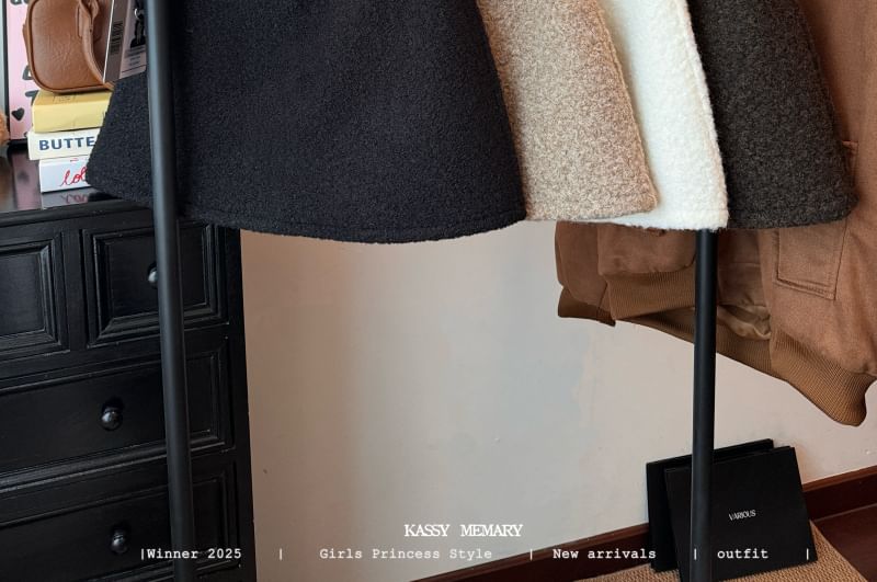 Faux Shearling Mini Skirt & Suede Belt Set