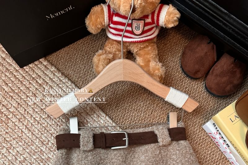 Faux Shearling Mini Skirt & Suede Belt Set