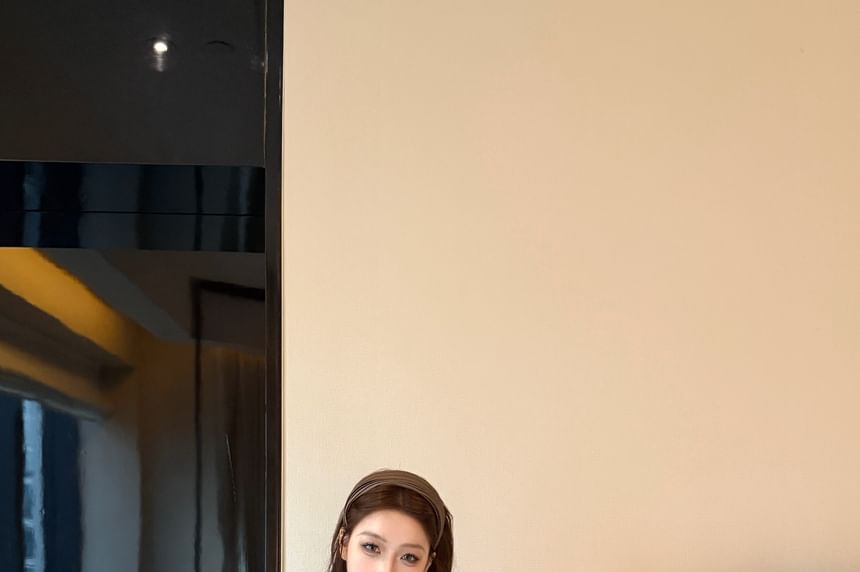 Henley Knit Top & Tweed Mini A-Line Skirt Set