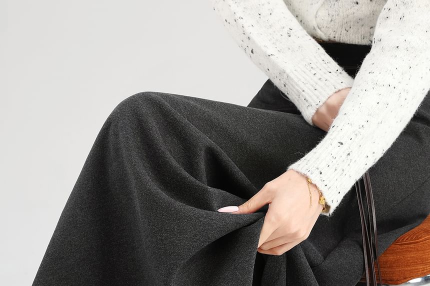 High Rise Plain Maxi A-Line Skirt with Belt