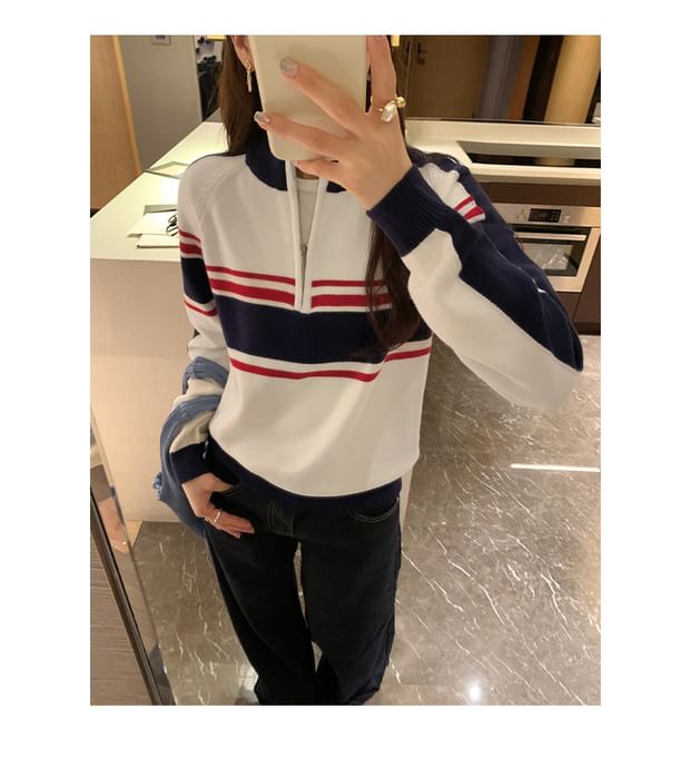 Half-Zip Color Block Sweater