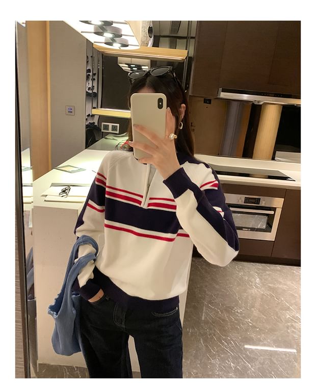 Half-Zip Color Block Sweater
