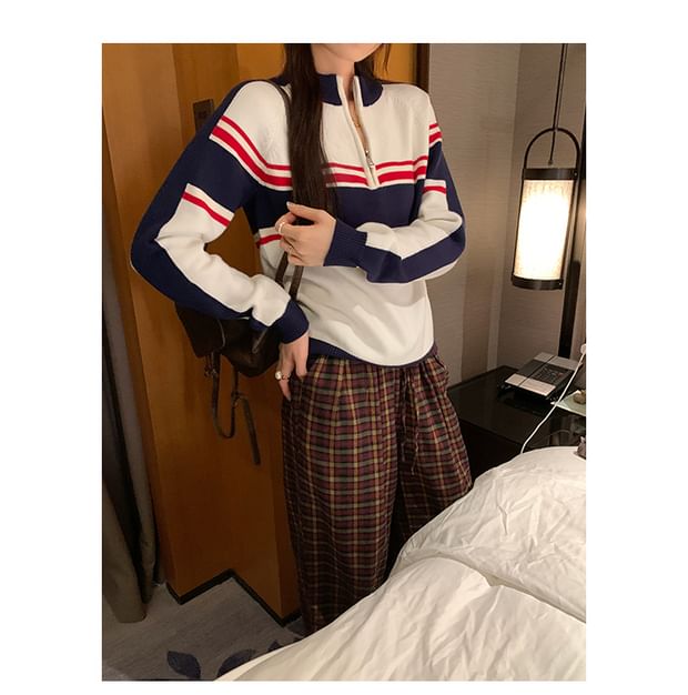 Half-Zip Color Block Sweater