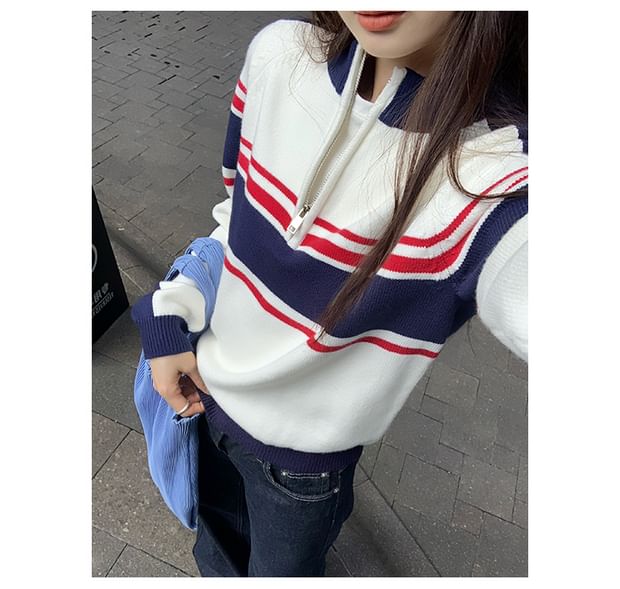 Half-Zip Color Block Sweater