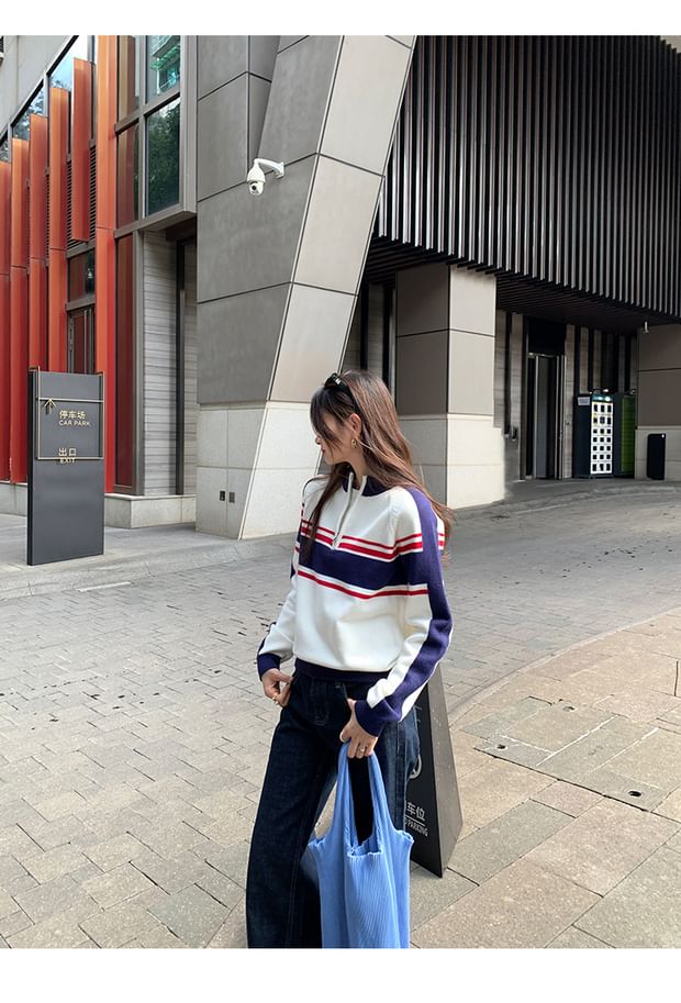 Half-Zip Color Block Sweater