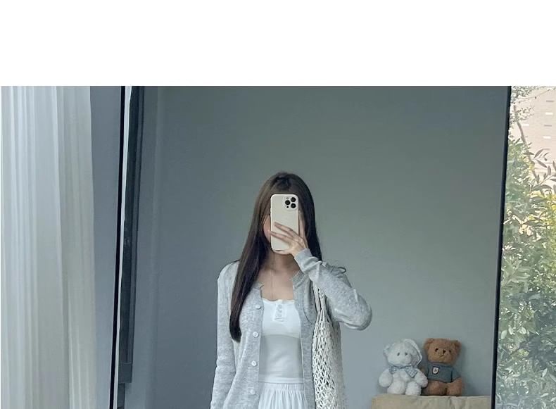 Plain Midi A-Line Skirt, High Waist