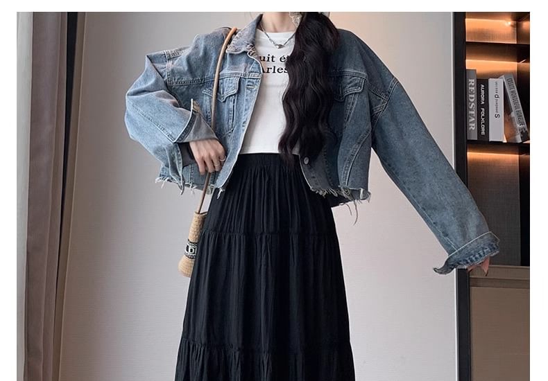 Plain Midi A-Line Skirt, High Waist