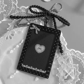Bow Polka Dot Card Holder Bag Charm Keyring